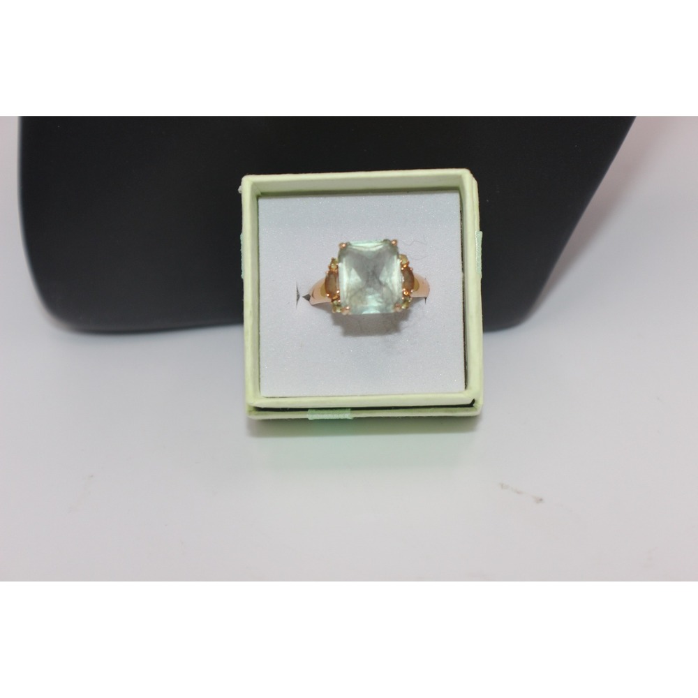 14K Rose Gold Possible Green Amethyst w/probable peridot Size 9.75 585 Gold
